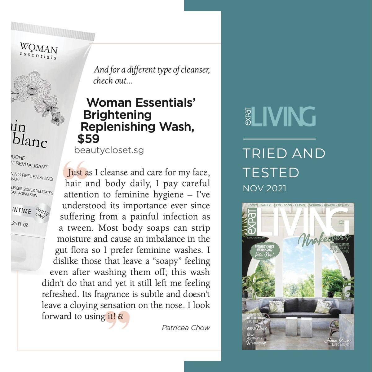 Expat living in Singapore tried and tested Bain Blanc feminine wash for intimate health and freshness