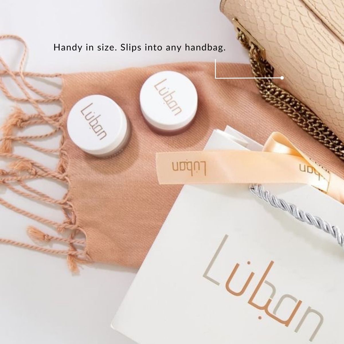 The frankincense lip balm is small and handy, fits easily into any handbag