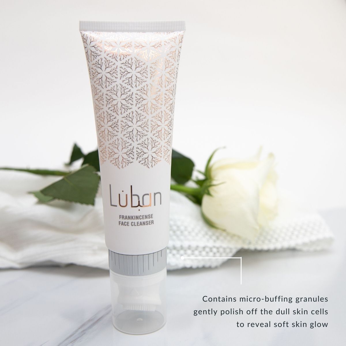 Micro-buffing granules polish off the dull skin cells to reveal soft skin glow