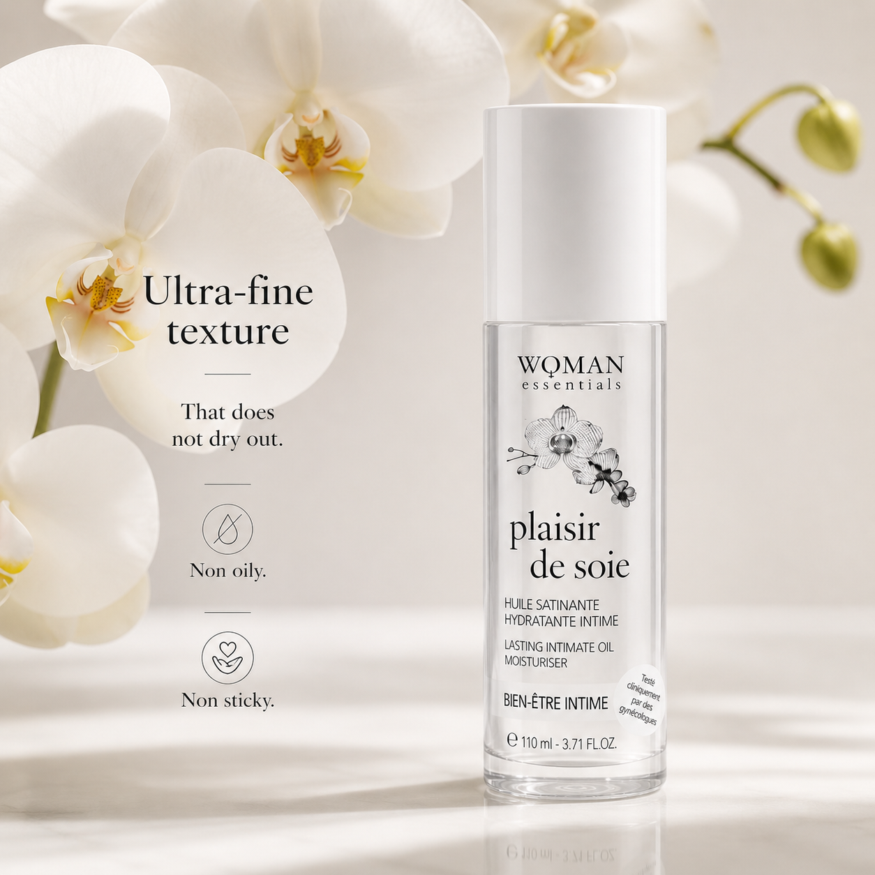 Plaisir de soie ultra fine texture that does not dry out. Non oily and non sticky.